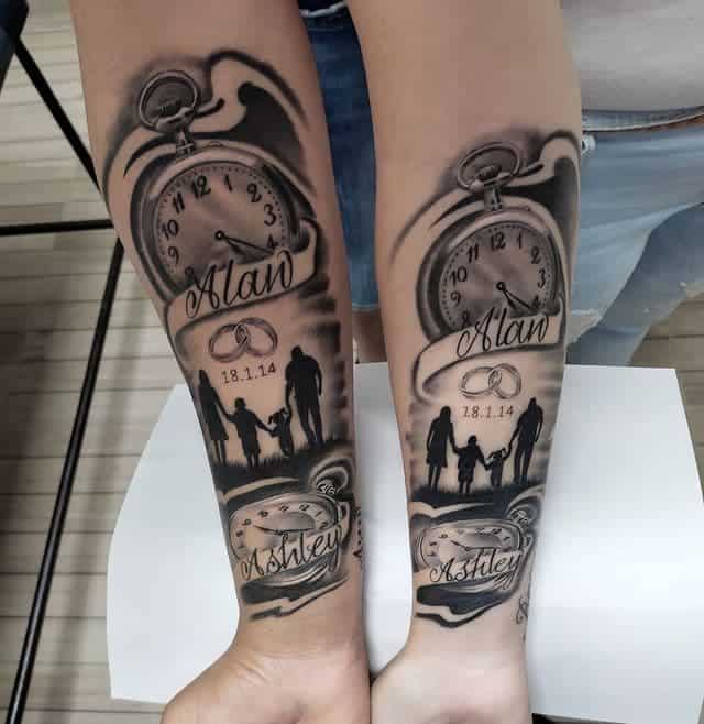 парные тату семья