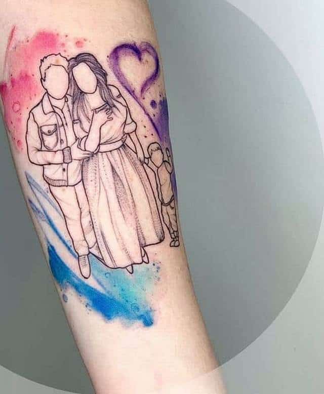 тату семья акварель