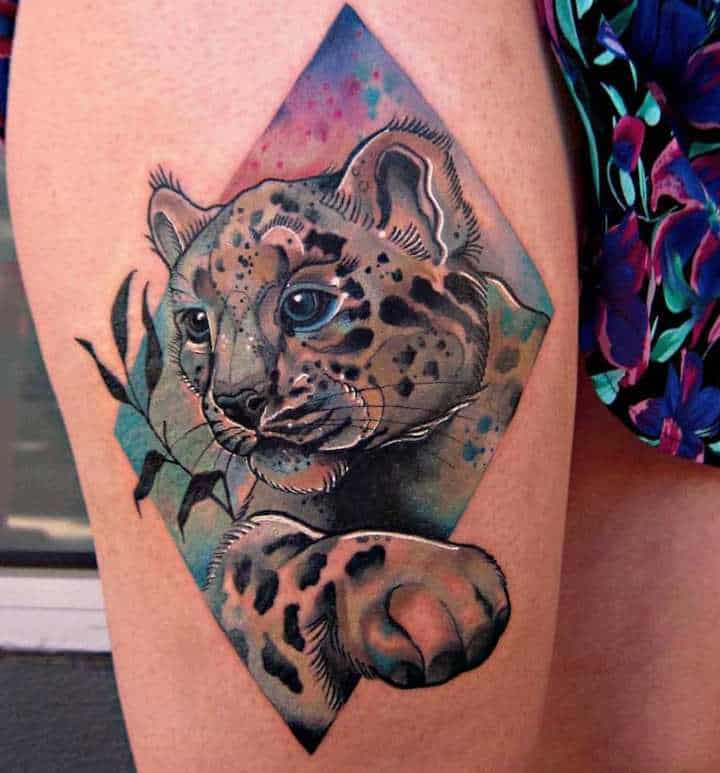 снежный барс тату цветное