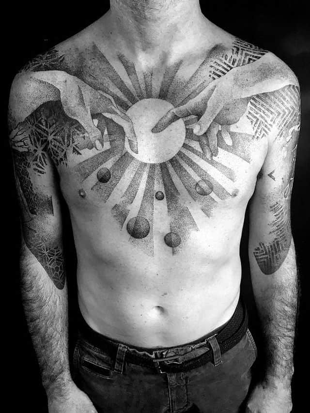 сотворение адама тату большое