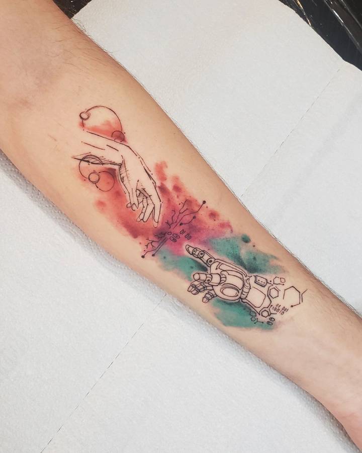 сотворение адама тату цветное