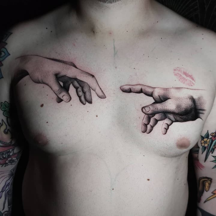 сотворение адама тату руки