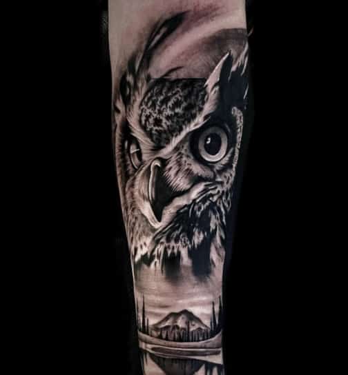 филин тату чб реализм