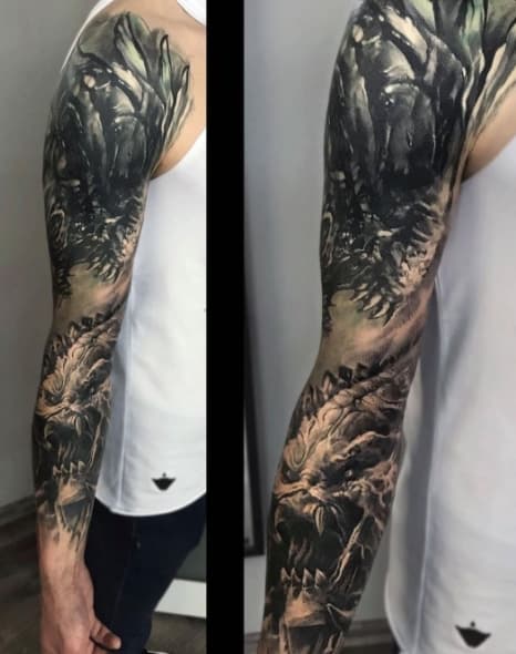 тату чужой и хищник рукав