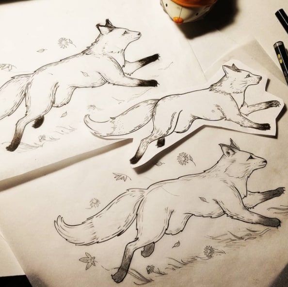 эскиз тату лисы