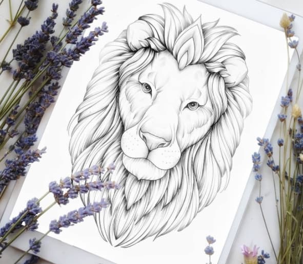 лев эскиз тату графика