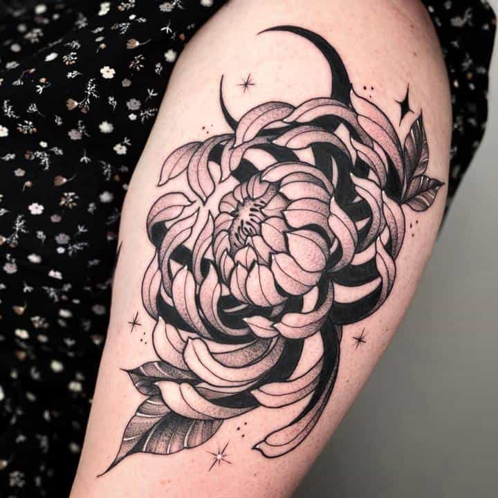 хризантема тату чб