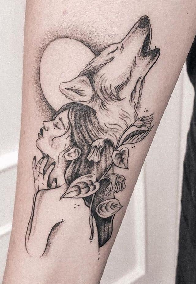 тату символ верности волк