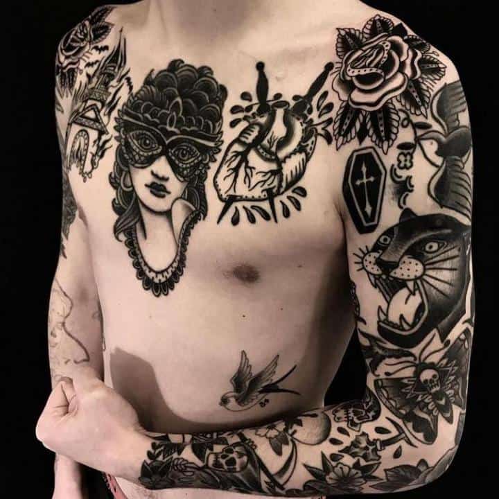 черно белые тату олд скул мужские