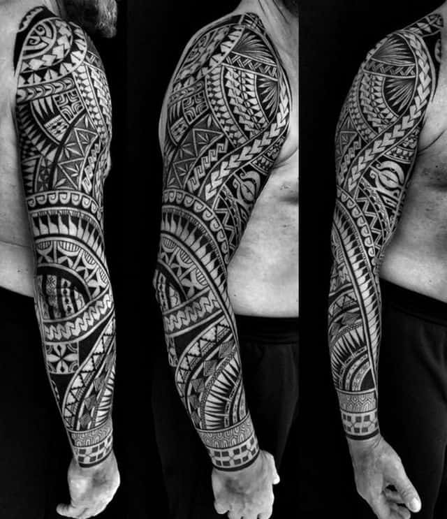 мужской рукав полинезия тату
