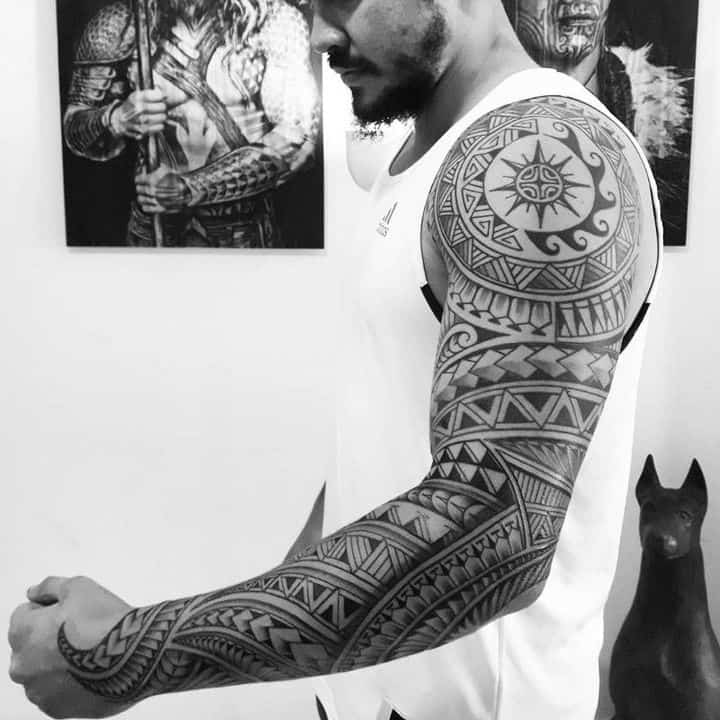 рукав полинезия тату мужской