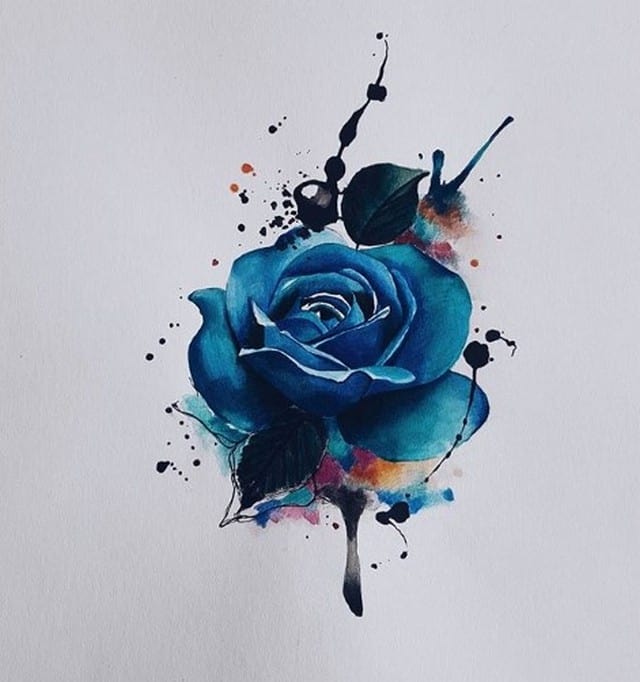 синяя роза эскиз тату