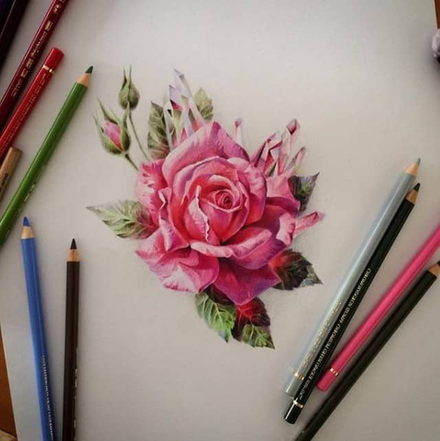 розовая роза эскиз тату