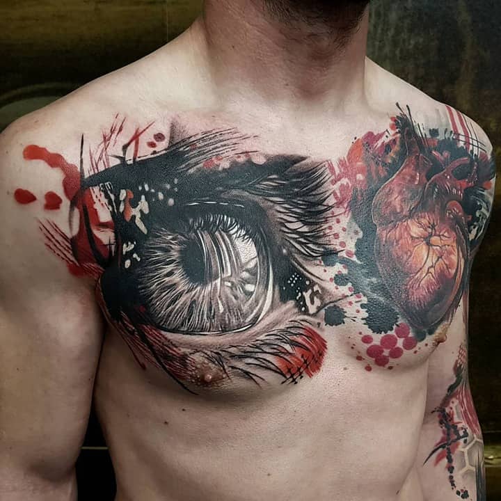 тату на груди мужское треш полька