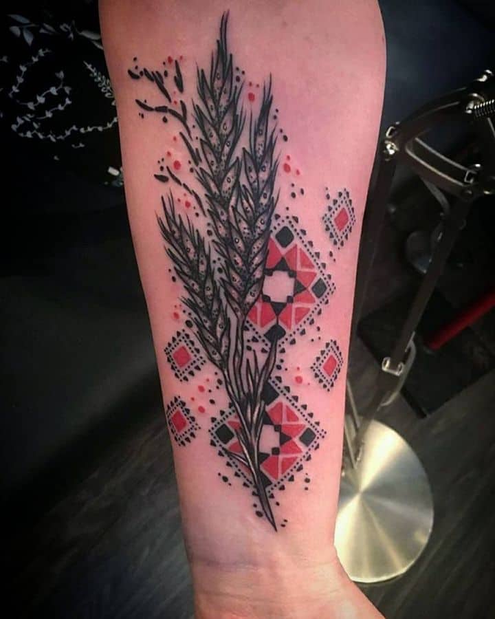 украинская вышивка тату с колоском