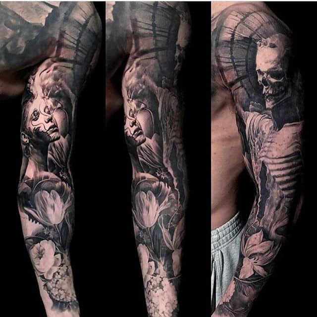 тату забитый рукав реализм