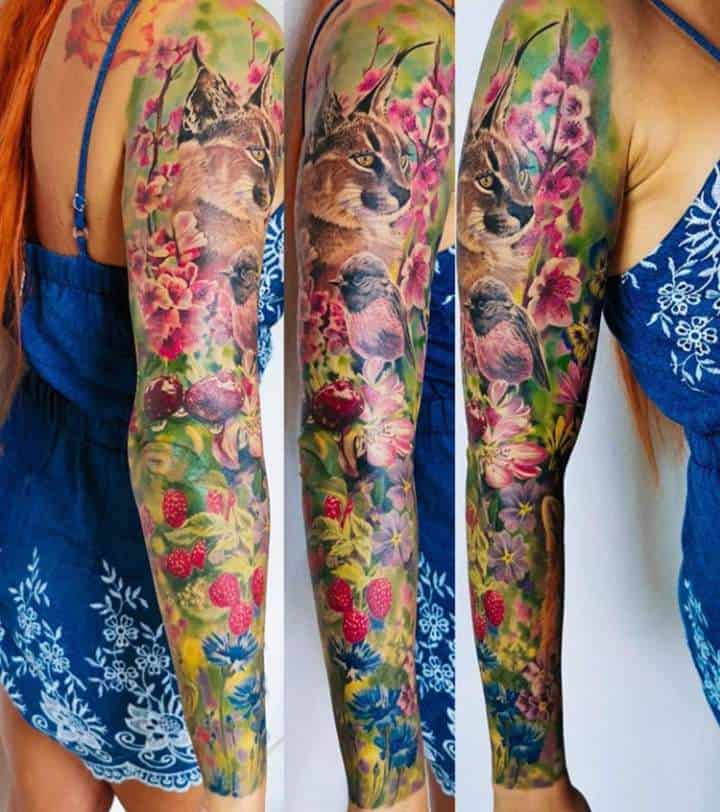 тату забитый рукав женский