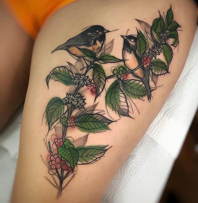 крапива мята тату с птицей