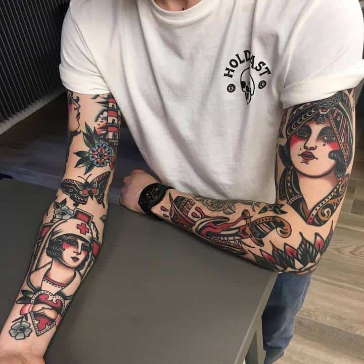 олд скул тату рукава