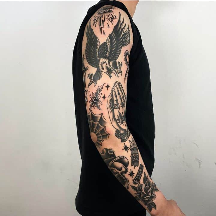 олд скул тату рукав мужской