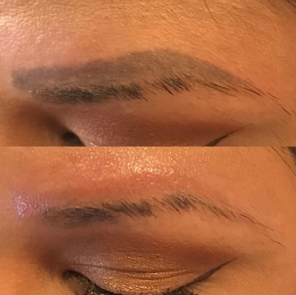 осветление татуажа бровей