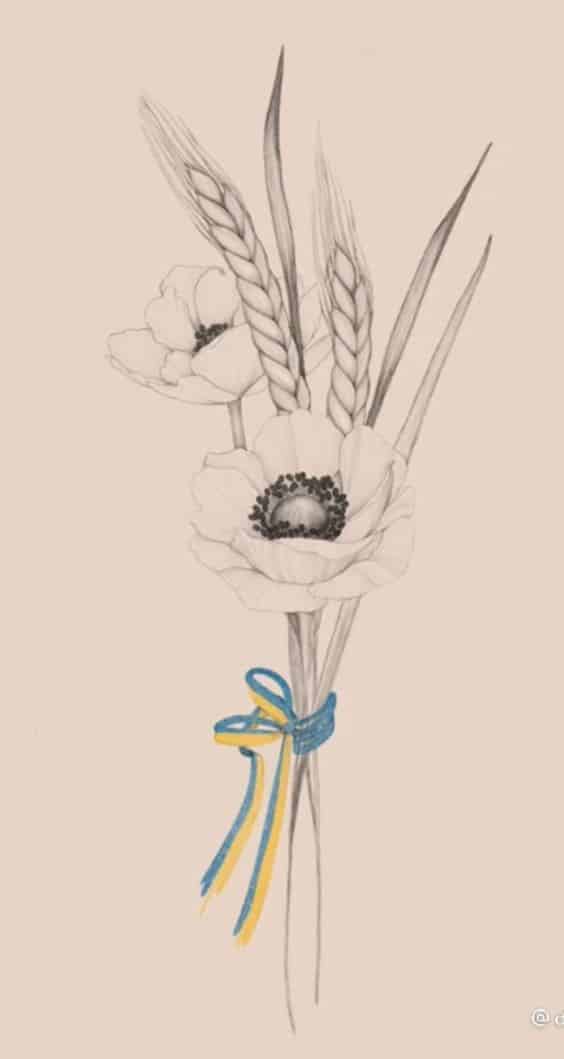 колосок і маки ескіз тату патріотичне