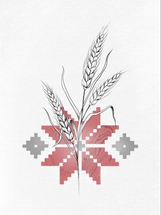 колосок і вишиванка ескіз для тату