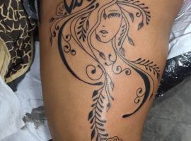 тату дева чб