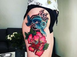 тату на бедре ориентал