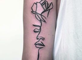 тату лицо роза контур