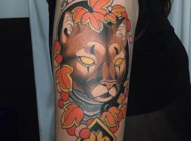 Цветная пума тату