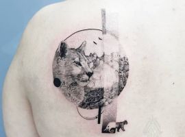 Тату пума черно-белая