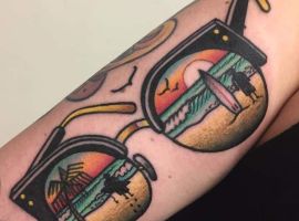 тату очки пальмы