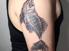 скелет рыбы тату