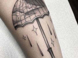 тату зонт чб