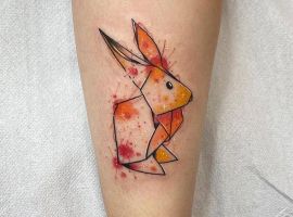Тату оригами заяц