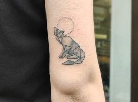 Тату оригами собака