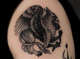 грифон тату чб