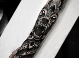 полурукав тату волк
