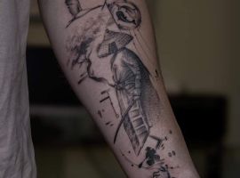 тату японська тематика чб