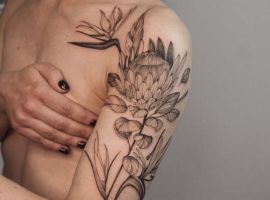 Вражаючий тату-рукав з квітковим дизайном від майстра Руслана в Тату Салон Альянс. квіти на руку