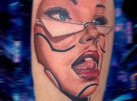 тату обличчя дівчини кольорове