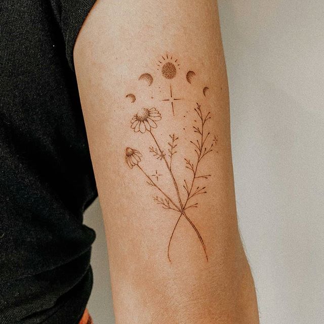 веточки ромашки тату