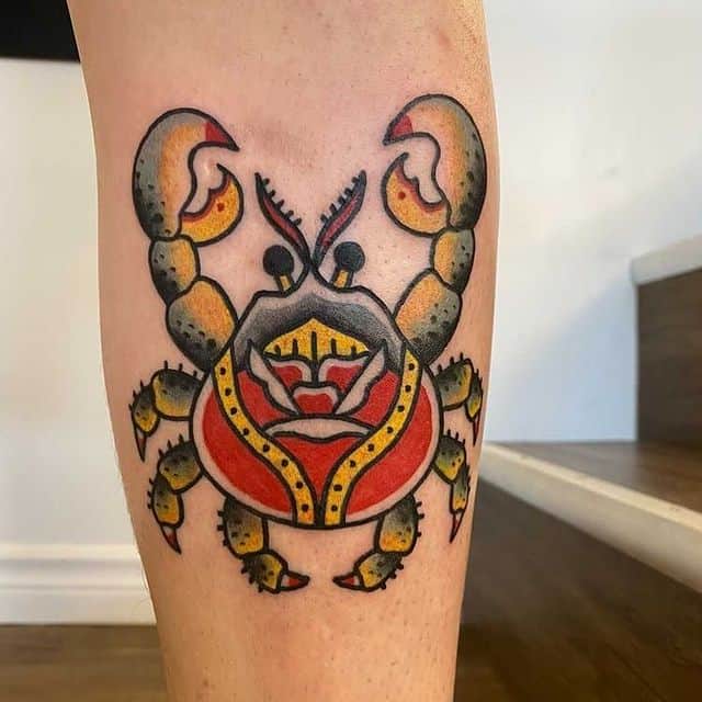 тату краб цветной