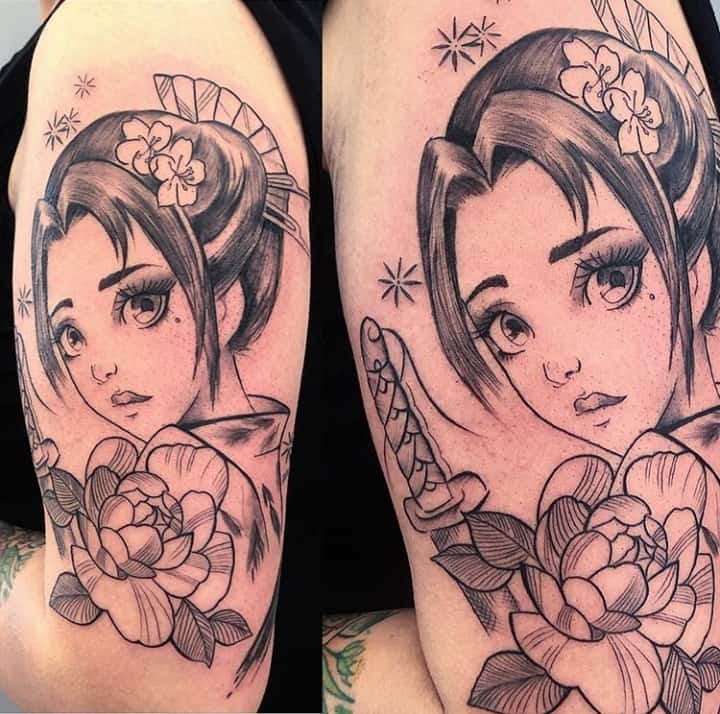 тату гейша на руке