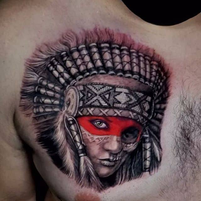 девушка индеец тату