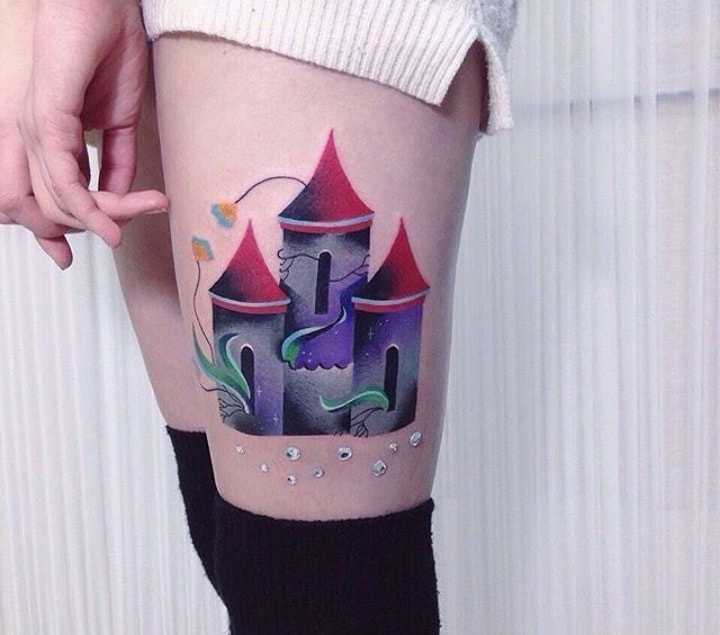 Тату замок с башнями