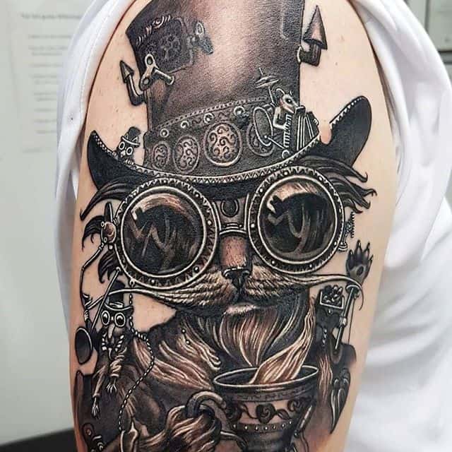 стимпанк тату кот